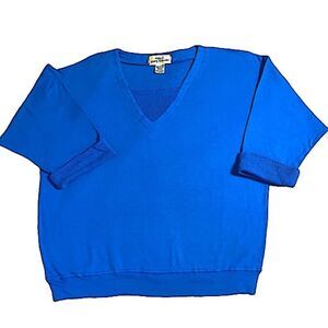 Vintage Macy’s Young Collector 80s Inset V-neck Blue Sweatshirt